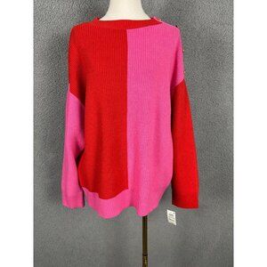 On 34Th Women's Color Block Button Shoulder Sweater Extra Large Multicolor NWT's
